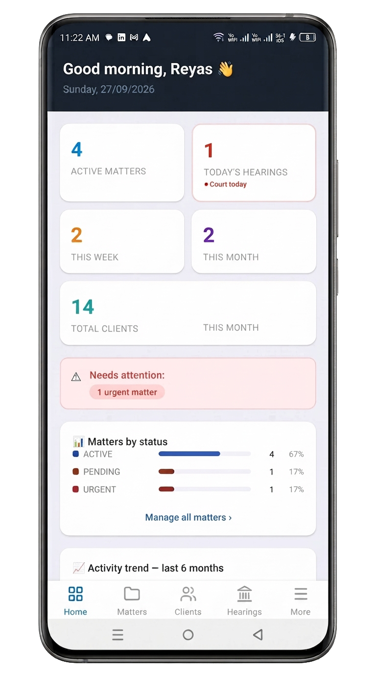 Jursu mobile app dashboard